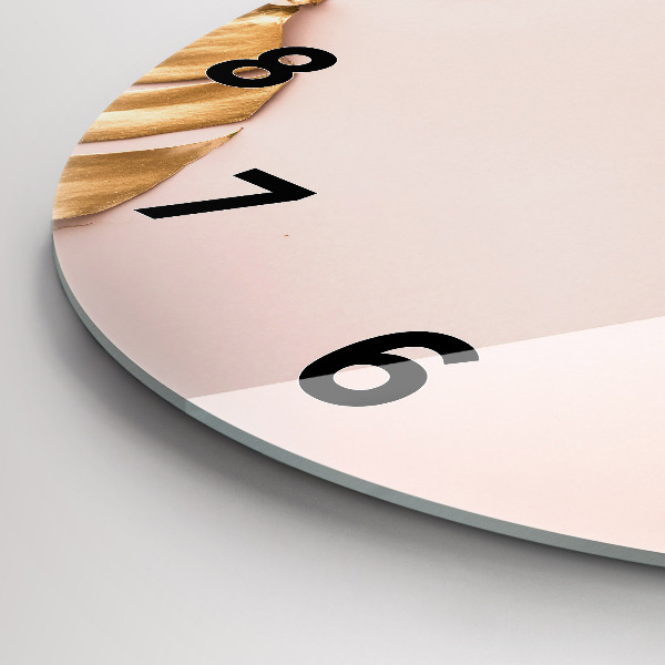 Reloj de cristal redondo Hojas tropicales doradas