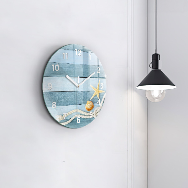 Reloj de pared redondo Rayas y conchas marinas
