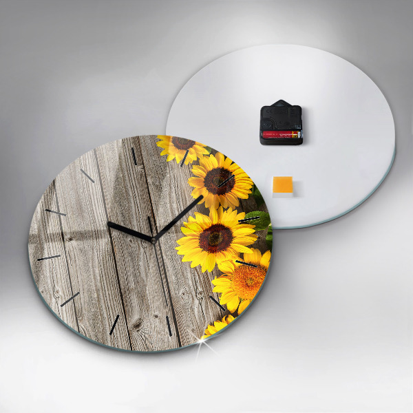 Reloj redondo pared Girasoles en las tablas