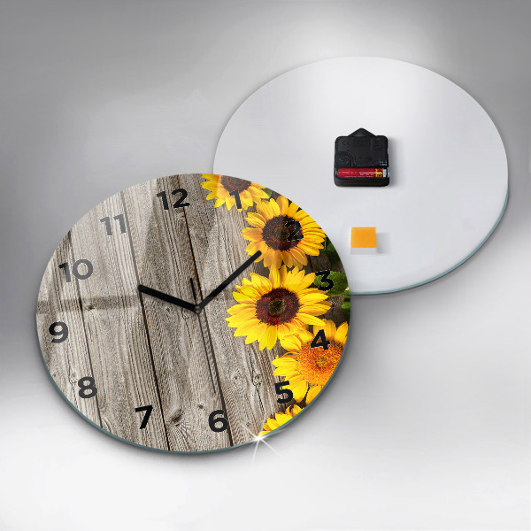 Reloj redondo pared Girasoles en las tablas