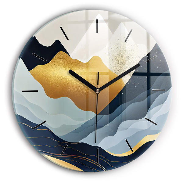 Reloj de cristal redondo Montañas abstractas