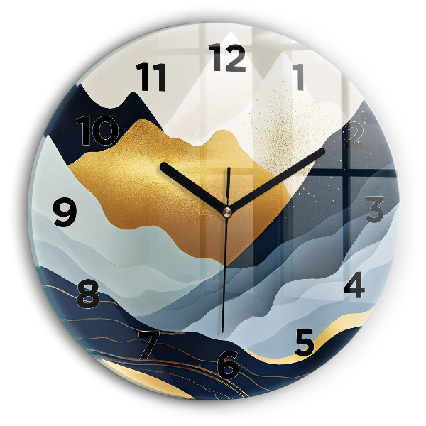 Reloj de cristal redondo Montañas abstractas