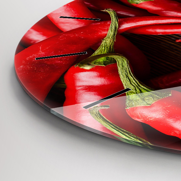 Reloj de cristal redondo Pimientos picantes