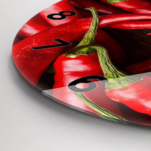 Reloj de cristal redondo Pimientos picantes