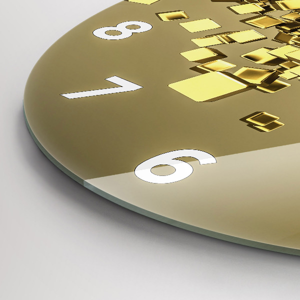 Reloj de pared redondo Cuadrados dorados