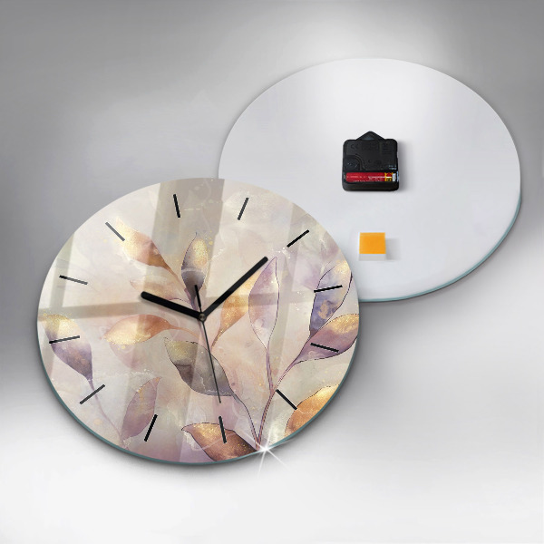 Reloj de cristal redondo Hojas abstractas boho