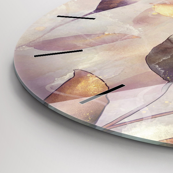Reloj de cristal redondo Hojas abstractas boho