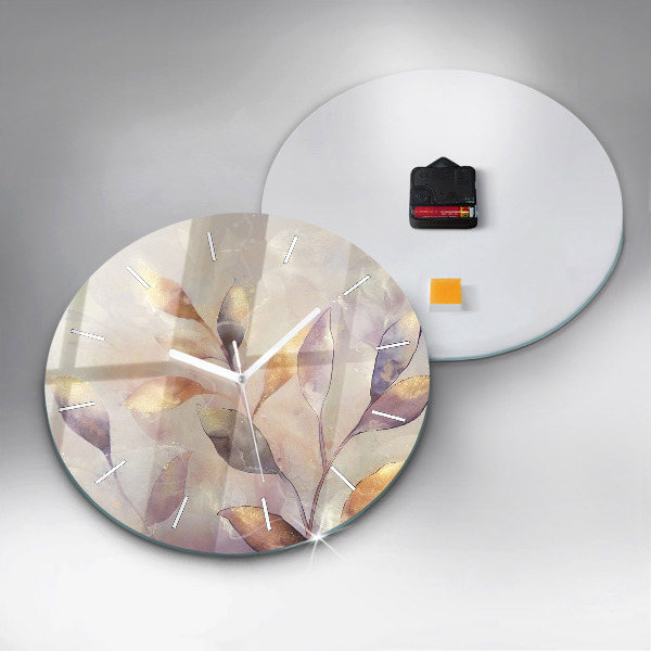Reloj de cristal redondo Hojas abstractas boho