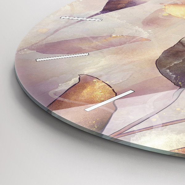 Reloj de cristal redondo Hojas abstractas boho