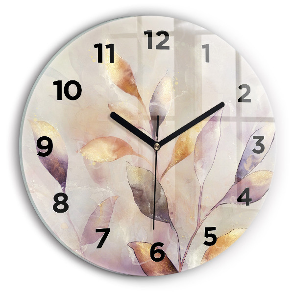 Reloj de cristal redondo Hojas abstractas boho