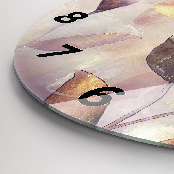 Reloj de cristal redondo Hojas abstractas boho