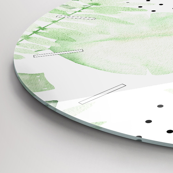 Reloj de cristal redondo Hojas verdes