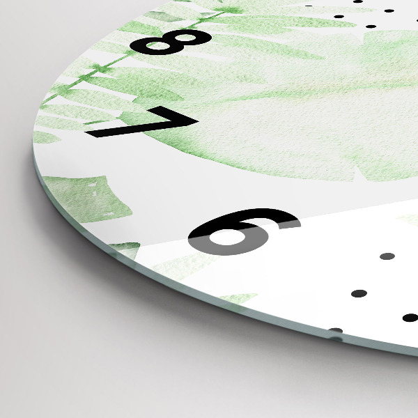 Reloj de cristal redondo Hojas verdes