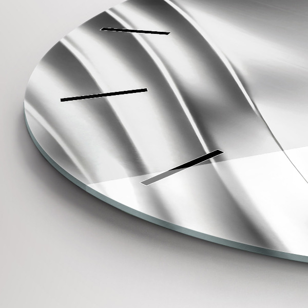 Reloj de cristal redondo Abstracción plateada