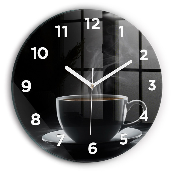 Reloj redondo pared Taza de café negro