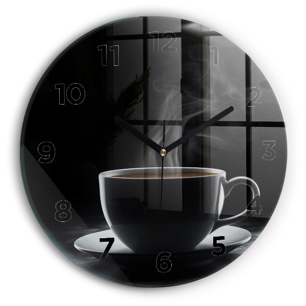 Reloj redondo pared Taza de café negro