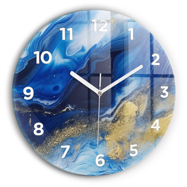 Reloj de cristal redondo Mármol azul