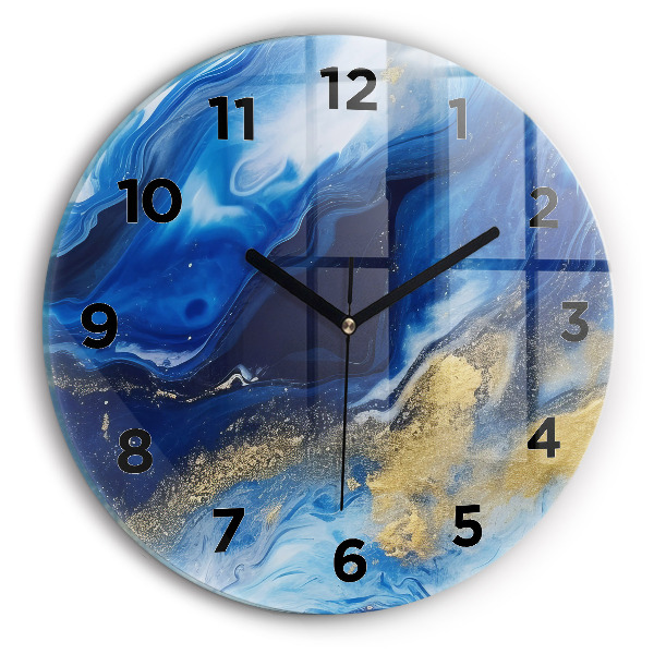 Reloj de cristal redondo Mármol azul