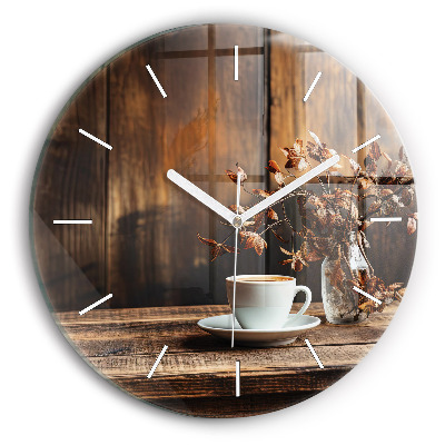 Reloj de cristal redondo Taza de café