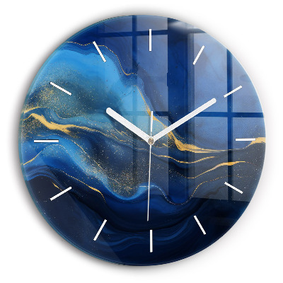 Reloj de pared redondo Mármol azul