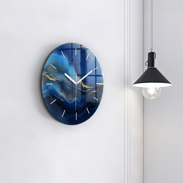 Reloj de pared redondo Mármol azul