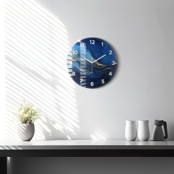 Reloj de pared redondo Mármol azul