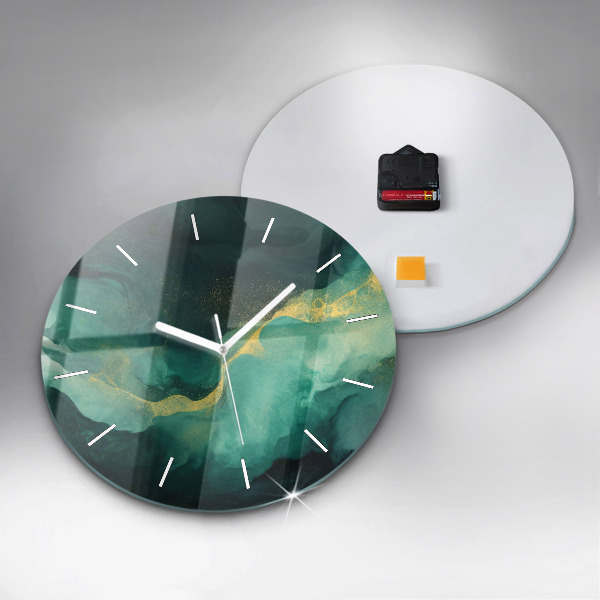 Reloj de cristal redondo Mármol verde