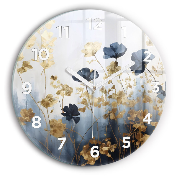 Reloj de cristal redondo Flores abstractas