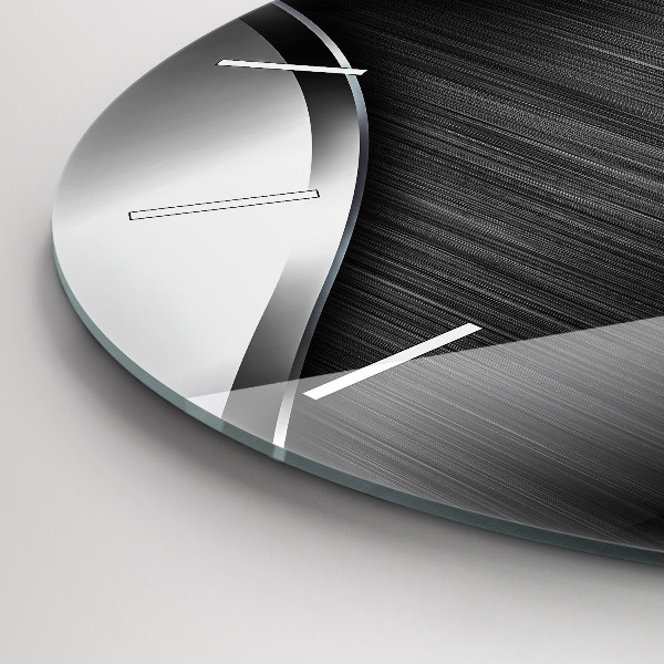 Reloj de cristal redondo Líneas negras y plateadas