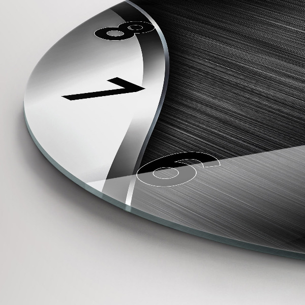 Reloj de cristal redondo Líneas negras y plateadas