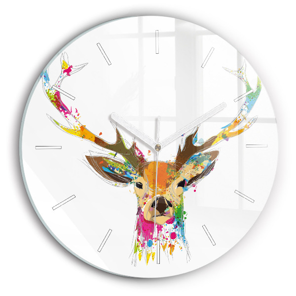 Reloj redondo pared Cabeza de ciervo de colores