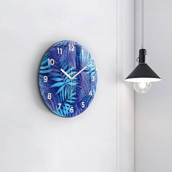 Reloj de pared redondo Hojas azules