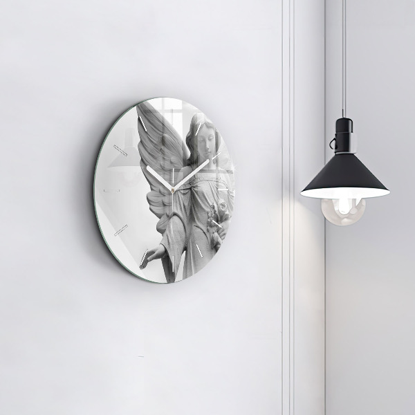 Reloj redondo pared Escultura de un ángel con alas