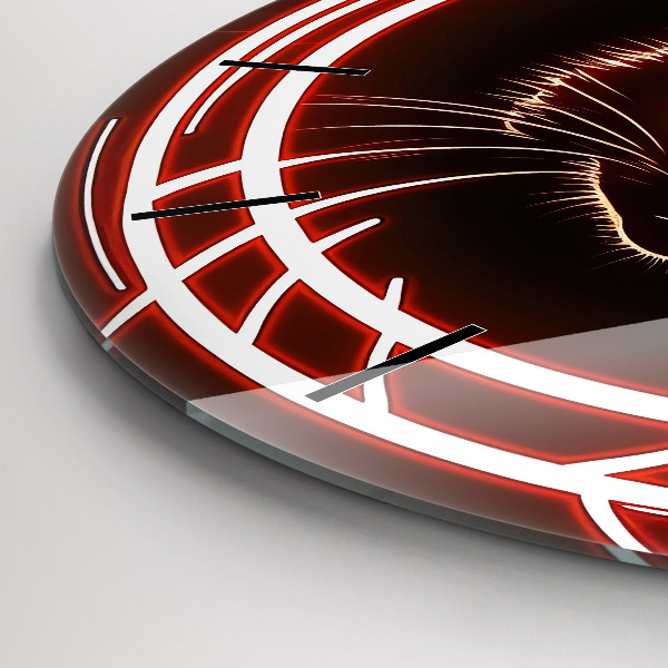 Reloj de cristal redondo Gato con ojos rojos