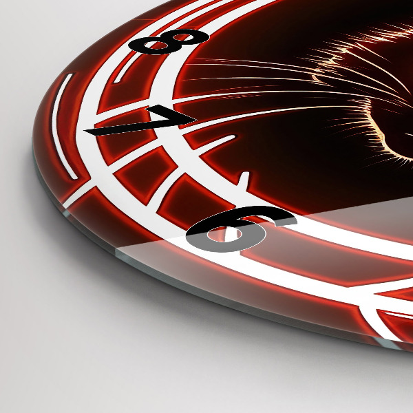 Reloj de cristal redondo Gato con ojos rojos