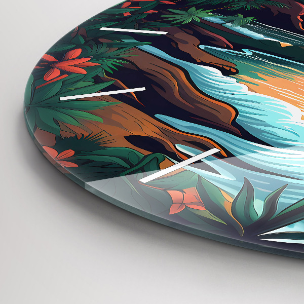 Reloj de cristal redondo Atardecer de cuento de hadas