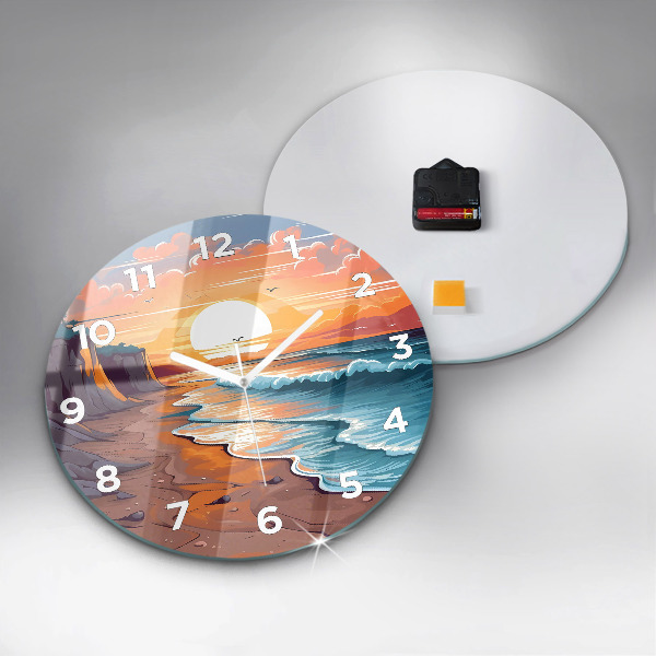 Reloj de pared redondo Océano y sol de cuento