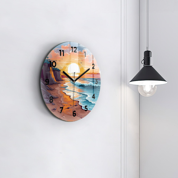 Reloj de pared redondo Océano y sol de cuento