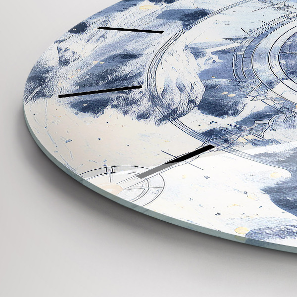 Reloj de cristal redondo Dibujos azules