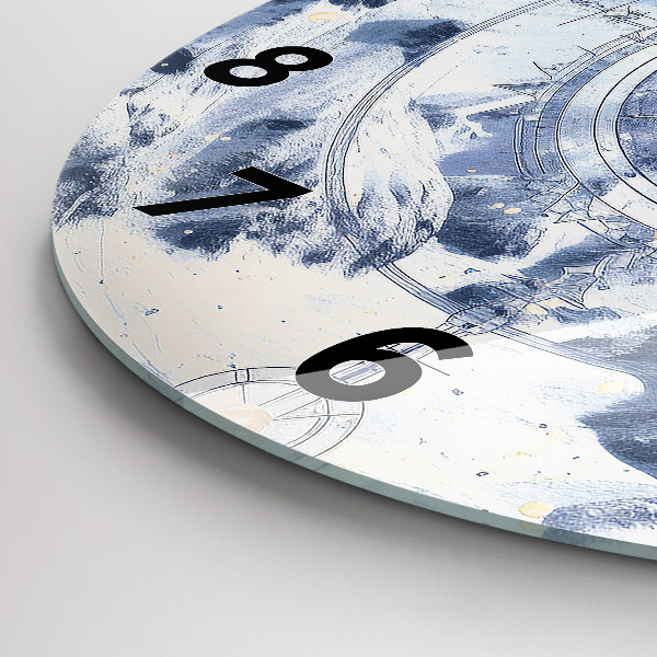 Reloj de cristal redondo Dibujos azules