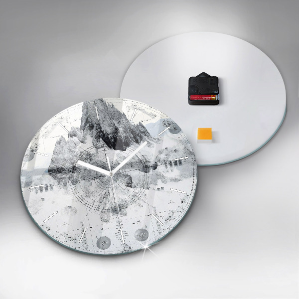 Reloj de pared redondo Dibujo montañas