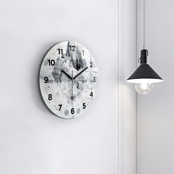 Reloj de pared redondo Dibujo montañas