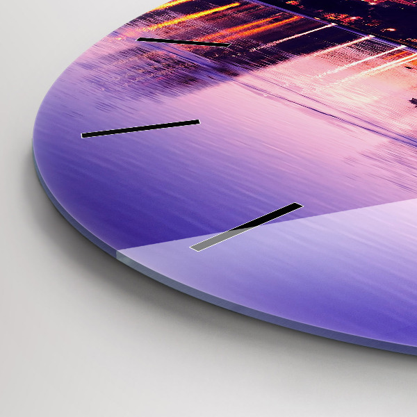 Reloj redondo pared Panorámica nocturna de la ciudad