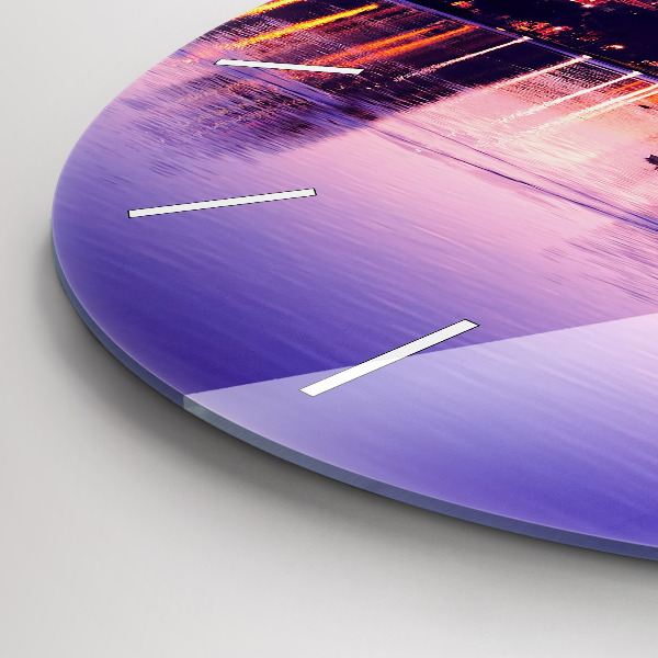 Reloj redondo pared Panorámica nocturna de la ciudad