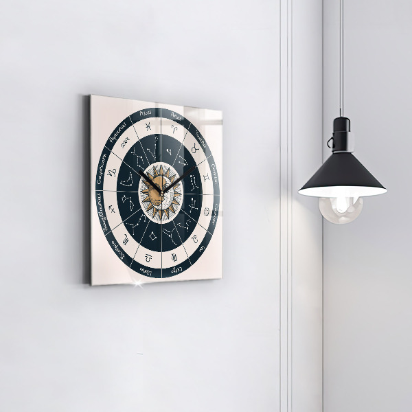 Reloj cuadrado Las constelaciones del zodiaco sobre fondo azul