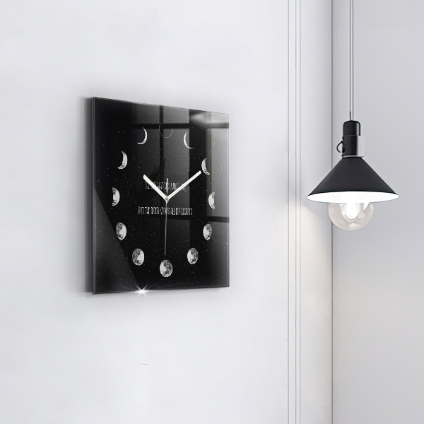 Reloj de pared cuadrado Fases de la luna e inscripción