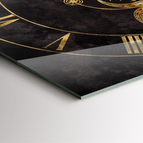 Reloj de pared cuadrado Números romanos dorados