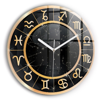 Reloj de pared redondo Signos zodiacales negros
