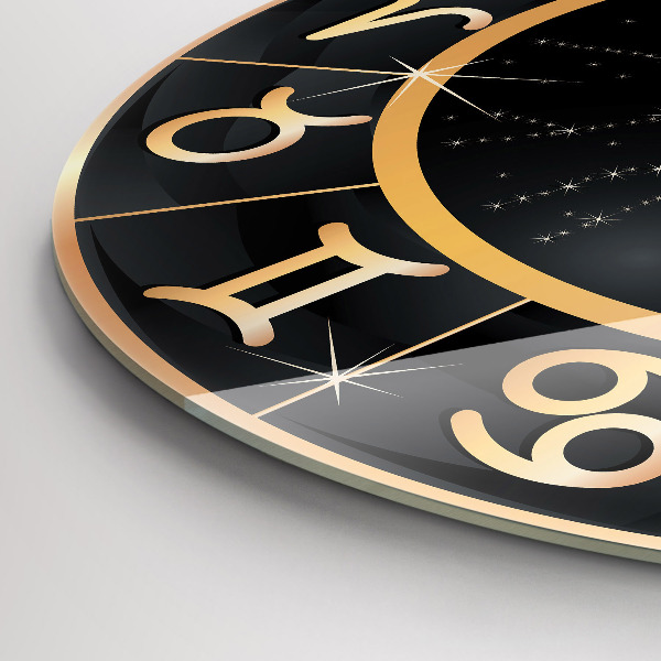 Reloj de pared redondo Signos zodiacales negros
