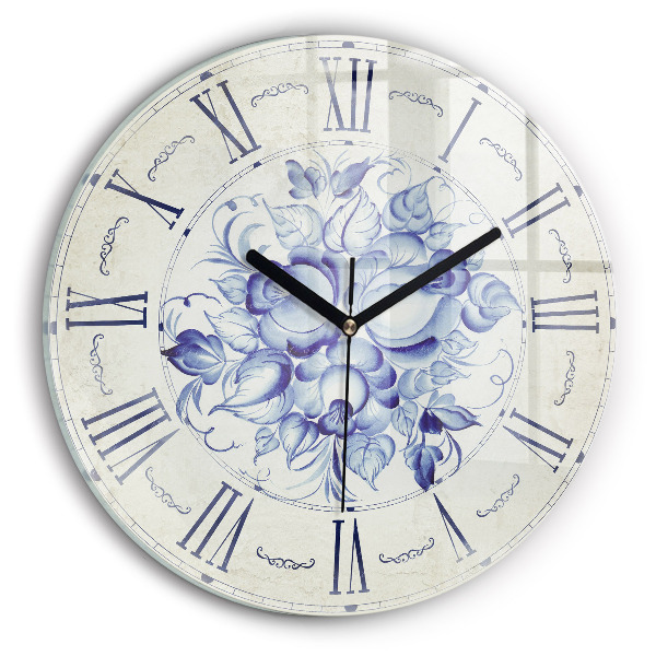 Reloj de pared redondo Flores azules
